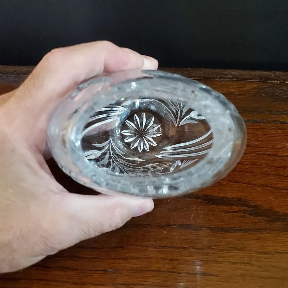 Gorham Floral Etched Lead Crystal Vase